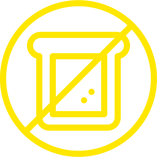 Yellow outline of a square with a dot inside, surrounded by a yellow circle on a white background